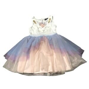Zurie Girls Bunny Rabbit Tulle Dress Size 5 Pastel Rainbow Party Easter Bling